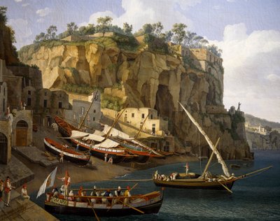 Vista de la pequeña marina en Sorrento de Jacob Philippe Hackert