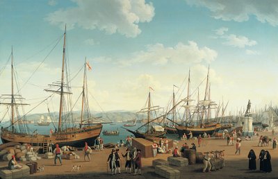 Vista del puerto de Mesina, desde el Palacio del Senado de Jacob Philippe Hackert