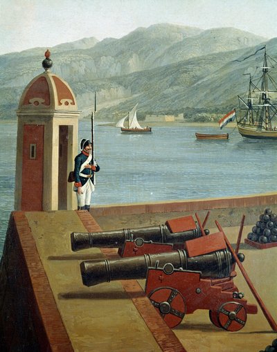 Vista de las fortificaciones militares del puerto de Reggio Calabria (detalle) de Jacob Philippe Hackert