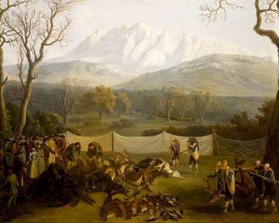 Invierno: caza en la reserva de Persano de Jacob Philippe Hackert