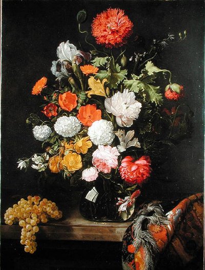 Bodegón de flores y uvas de Jacob Rootius
