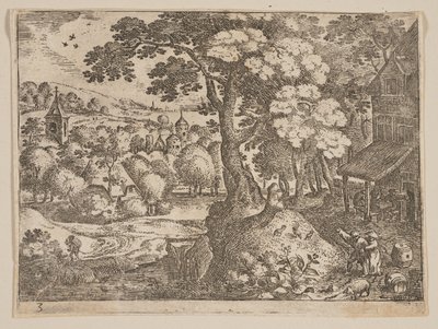 Taberna a la derecha de un camino, de Paisajes de Jacob Savery I