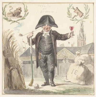 El comerciante de cereales Johan Eymer delante del Korenbeurs en Ámsterdam de Jacob Smies