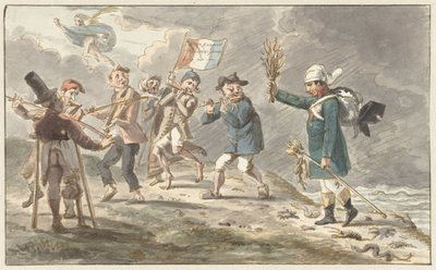 Viñeta sobre la retirada de Napoleón I Bonaparte de Rusia de Jacob Smies