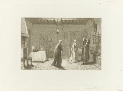 Figuras en una habitación interior de un castillo de Jacob Taanman