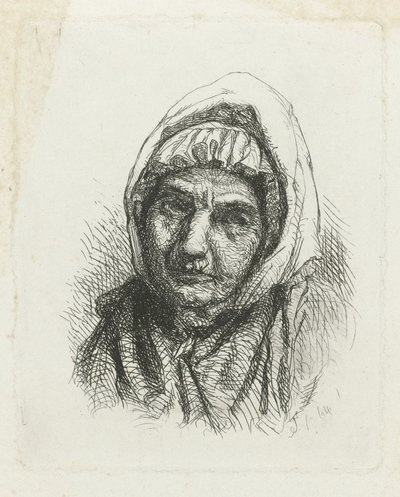 Cara de una anciana con un pañuelo en la cabeza de Jacob Taanman