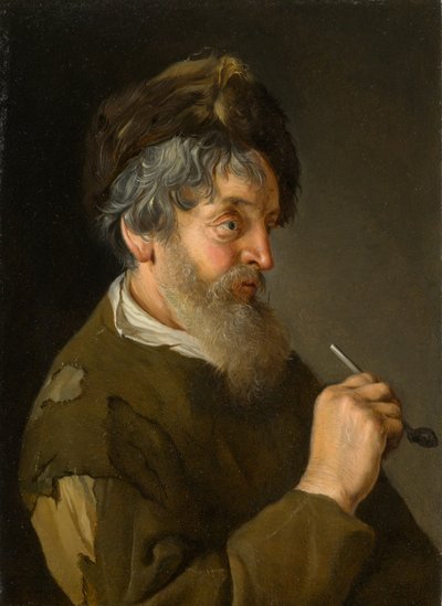 Un hombre barbudo sosteniendo una pipa de Jacob Toorenvliet