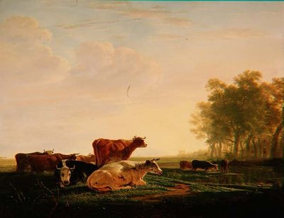Ganado en un paisaje de Jacob Van Stry