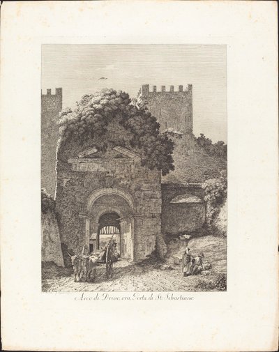 Arco de Druso, ahora puerta de San Sebastiano de Jacob Wilhelm Mechau