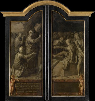 La resurrección de Lázaro (paneles exteriores cerrados) (óleo sobre tabla) de Jacob de Backer