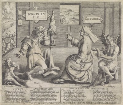 Alegoría con personificaciones de la Buena intención (Bona Intentio) y la Discordia (Discordia) de Jacob de Gheyn (I) (circle of)