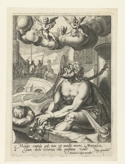 Manasés como pecador arrepentido Ocho pecadores arrepentidos del Antiguo y Nuevo Testamento (título de la serie) de Jacob de Gheyn (II) (workshop of)