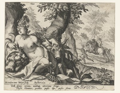 el elemento tierra Terra (título sobre el objeto) Los cuatro elementos (título de la serie) de Jacob de Gheyn (II)