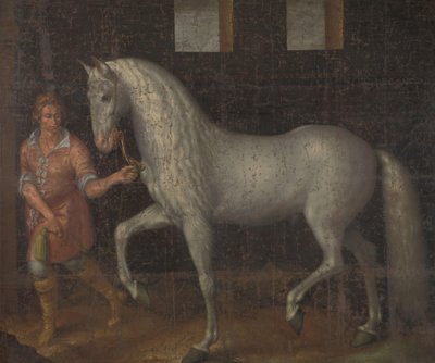 Caballo de guerra español
Un caballo de guerra español capturado por Lodewijk Gunther van Nassau al archiduque Alberto de Austria en la batalla de Nieuwpoort y regalado al príncipe Maurits de Jacob de Gheyn (II)