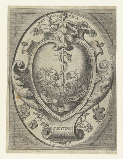 Escudo de armas de la cámara de retórica de Leiden El amor es la base de Jacob de Gheyn (II)