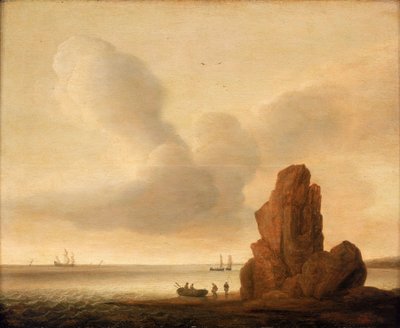 Una roca en un mar en calma, mediados-finales del siglo XVII (óleo sobre tabla) de Jacob de Gruyter