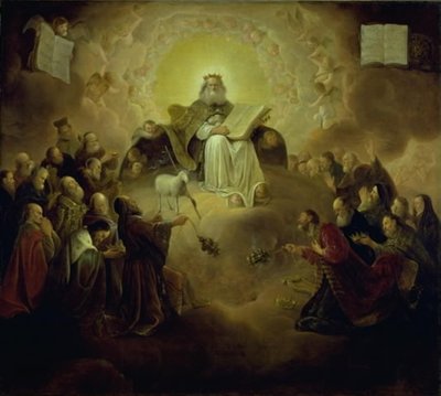 Los veinticuatro ancianos arrodillados ante el Cordero de Jacob de Wet d.Æ.