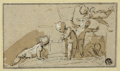 Cinco putti jugando de Jacob de Wit