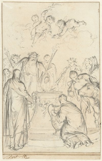 Sacrificio de sacerdotes paganos en un altar de Jacob de Wit
