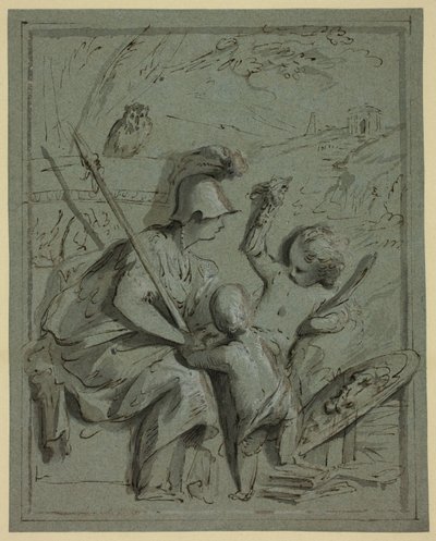 Minerva con dos putti de Jacob de Wit