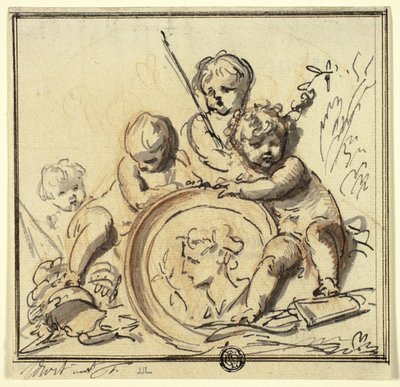 Putti con medallón de Jacob de Wit