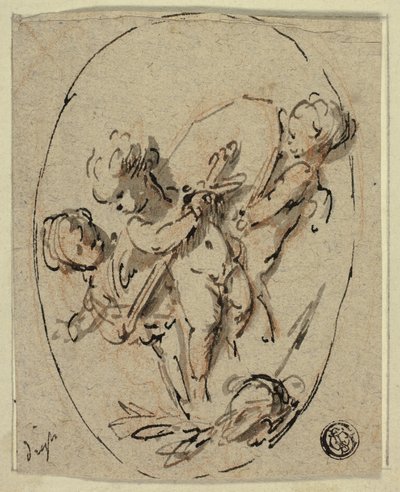 Putti con escudo y espada de Jacob de Wit