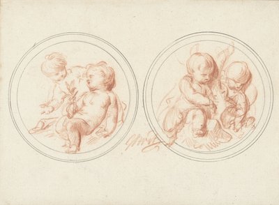 Dos medallones con niños de Jacob de Wit