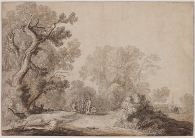 Campesinos al borde de un bosque, c. 1630 de Jacob van Mosscher