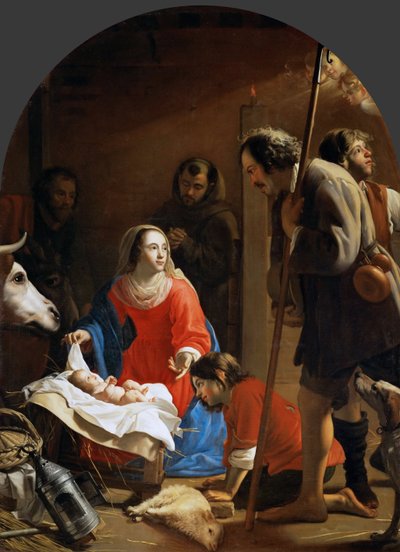 La adoración de los pastores con San Francisco de Asís de Jacob van Oost