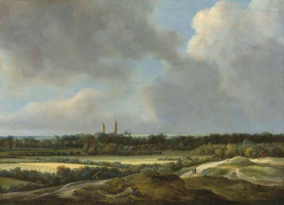 Un extenso paisaje con campos de cereales, Heemstede más allá de Jacob van Ruisdael