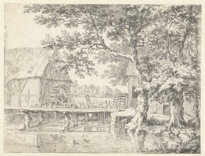 Dibujo de un molino de agua doble de Jacob van Ruisdael