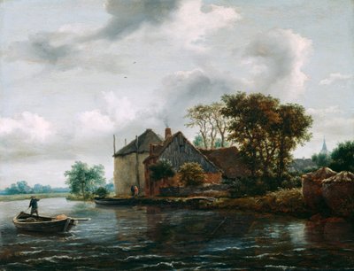 Granja y almiar en un río de Jacob van Ruisdael