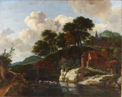Paisaje montañoso con un molino de agua de Jacob van Ruisdael