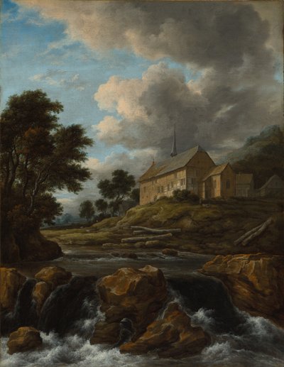 Paisaje con una iglesia junto a un torrente, c. 1670 de Jacob van Ruisdael