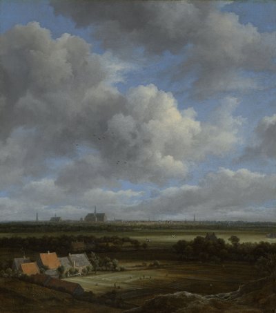 Vista de Haarlem desde el noroeste con los campos de blanqueo en primer plano, c.1650-82 de Jacob van Ruisdael