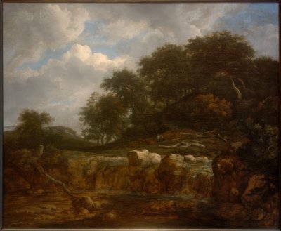 Cascada en paisaje forestal montañoso de Jacob van Ruisdael