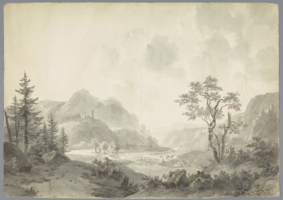Paisaje de montaña con un río de Jacob van Strij