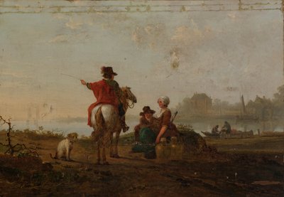Paisaje holandés con figuras de Jacob van Strij