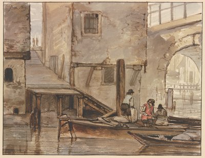 Canal con dos botes de remos de Jacob van Strij
