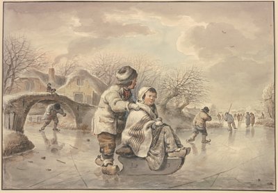 Paisaje invernal con patinadores de Jacob van Strij