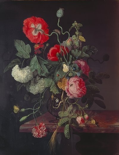 Flores en un jarrón de vidrio. 1667 de Jacob van Walscapelle