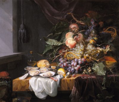 Naturaleza muerta con frutas y ostras de Jacob van Walscapelle