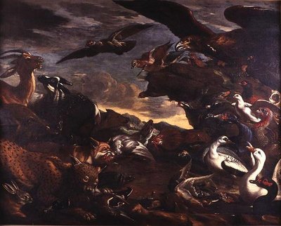 La batalla de los pájaros y las bestias de Jacob van der Kerckhoven