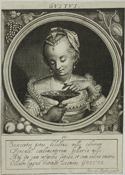 Gusto, plato cuatro de Los cinco sentidos de Jacob van der Heyden