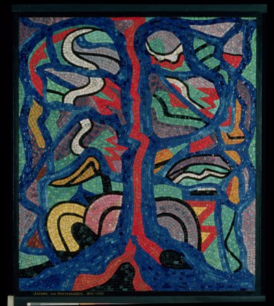 Árbol, composición en rojo, negro, azul y amarillo de Jacoba Berendina van Heemskerck van Beest