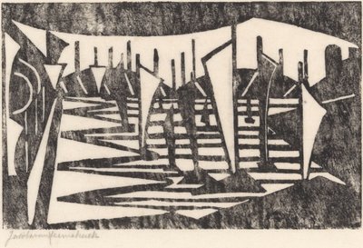 Composición (Barcos en un puerto) de Jacoba van Heemskerck (signed by artist)