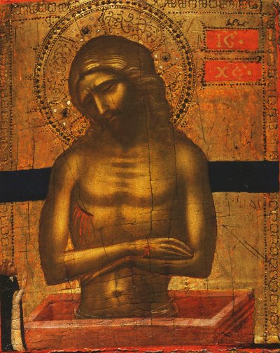 Cristo en la tumba con un monje dominico de Jacobello di Bonomo
