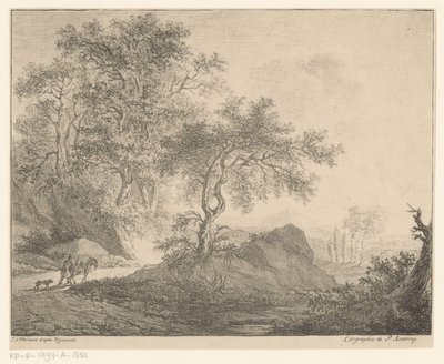 Conductor de burros en paisaje de montaña de Jacobus Adrianus Weiland