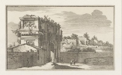 Arco de Constantino en Roma Vistas de Roma (título de la serie) La Galerie agreable du mond (...) divisée en LXVI tomes...Cette partie comprend le Rome moderne (título de la serie) Edificios Magesyn der Italiaense (título de la serie) de Jacobus Baptist