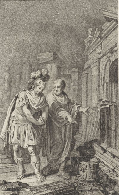 Escipión Emiliano ante las ruinas de Cartago en compañía de Polibio, 1797 de Jacobus Buys